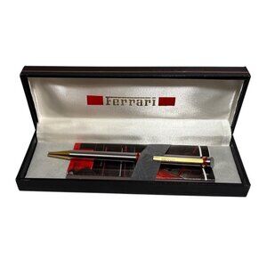 Ferrari Formula Gold & Silver Ballpoint Pen In Original Case